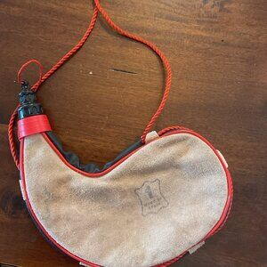 Vintage Bota Suede Leather Water Wine Bag Canteen Made In Spain 1 Liter